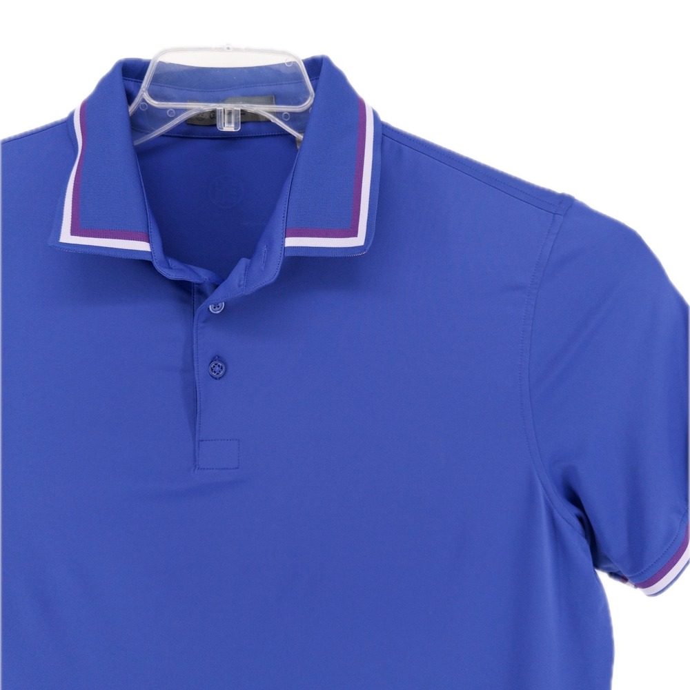 G/FORE Mens XL Polo Shirt Blue Tipped Collar Performance Golfcore Stretch Golf